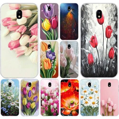 13AS Beautiful flower tulips Soft Silicone Tpu Cover phone Case for Samsung Galaxy J2 J3 J4 J5 J6 J7 Prime 2016 2017 Plus 2018