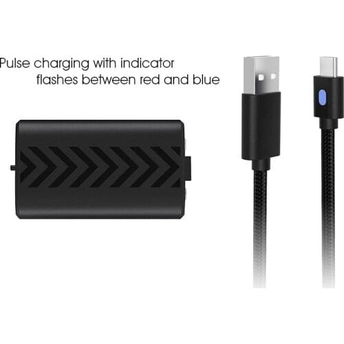 2-in-1 for Xbox Series S X Controller 1200mAh Rechargeable XSX Gamepad Battery Pack Charger +3M LED Wired Braided Charging Cable