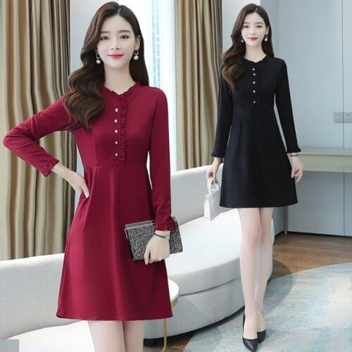 2021 Vintage Black Sexy Club Mini Dress Autumn Winter 3XL Plus Size Red Dress Elegant Women Bodycon Solid Casual Party Vestidos