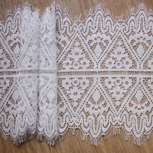 29cm Wide Off White Black Eyelash Lace Trim French Chantilly Net Lace Fabric Lace Applique For DIY Accessories