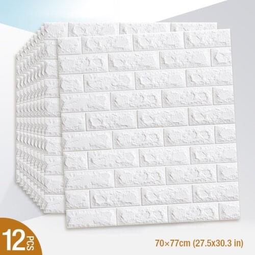 12 pieces 3D Brick Wall Stickers DIY Decor Self-Adhesive Waterproof Wallpaper For Kid Room Bedroom 3D Wall Sticker 3D tile panel