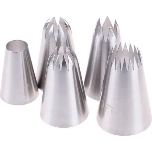 5pcs Large Size Russian Pastry Icing Piping Nozzles Stainless Steel Decorating Tip Cake Cupcake Decorator Accessories Kitchen