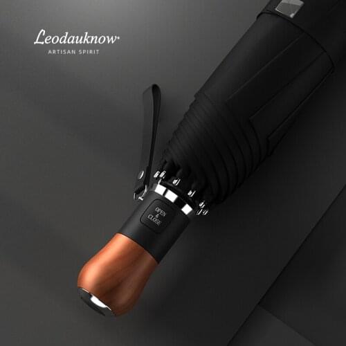 Brand Automatic UV Umbrella 10 Ribs Windproof Wooden Handle Umbrellas Sun Rain Clear Men Big Umbrella Parasol Paraguas Outdoor