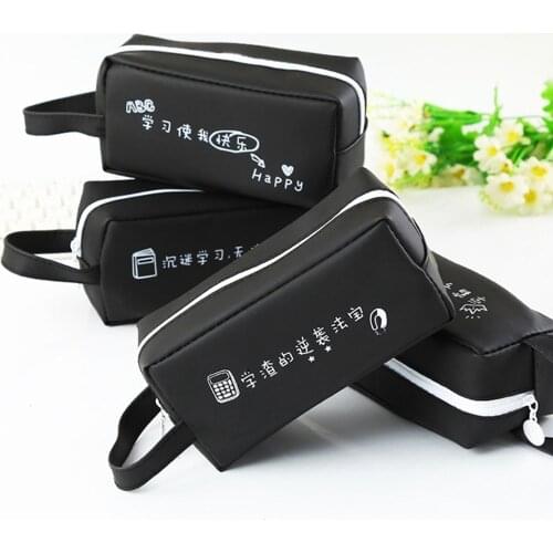 1PC Large Capacity Black PVC Pencil Case Jelly Style Pencil Bags Students Stationery Pen Case Student Pen Pouch School Supply