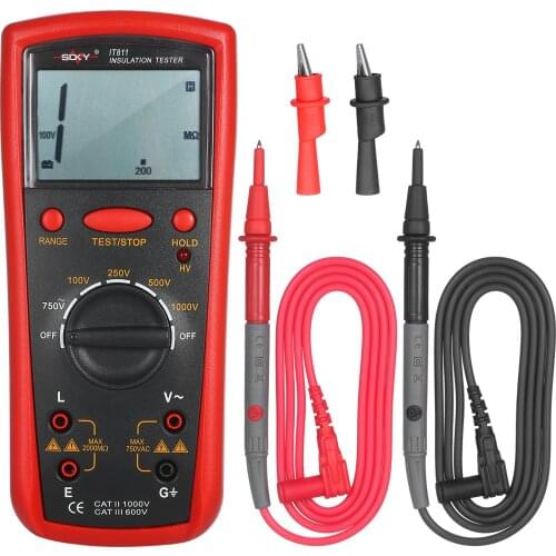 Insulation Resistance Meter Digital Megger Ohmmeter Handheld Insulation Tester 1MΩ-20GΩ Auto-Ranging LCD Insulation Measurement