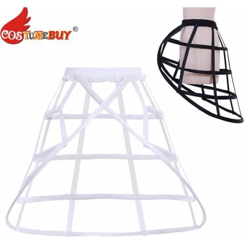 Costumebuy Cage Hoop Skirt Petticoat Underskirt Crinoline Ball Gown Dress Wedding Skirt 4 Hoops Front Open Bustle 2 Colors