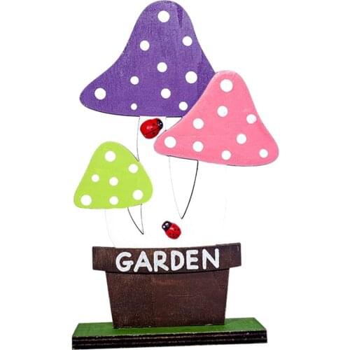 Flower Tulip Mushroom Freestanding Wooden Sign for Spring Festival Easter Party