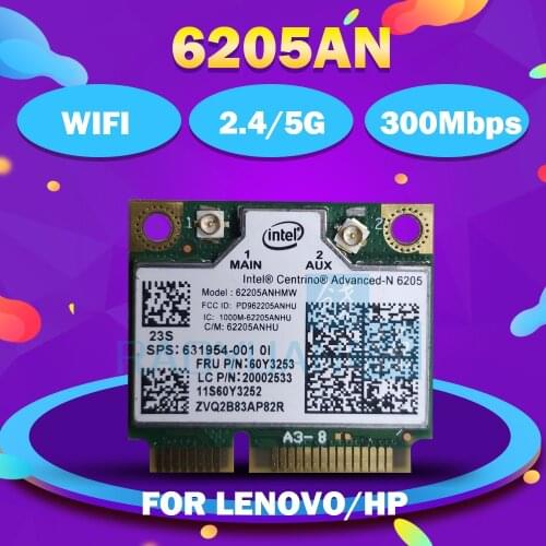 Dual Band Wireless-N 6205AN 62205AN 6205ANHMW Half Mini PCI-e Wireless Card SPS:631954-001 for HP EliteBook 2760P