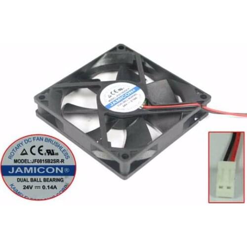 Jamicon JF0815B2SR-R DC 24V 0.14A 80x80x15mm 2-Wire Server Cooling Fan
