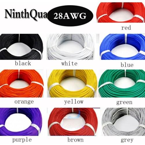 NinthQua 2/5/10meters 28 AWG Flexible Silicone Wire Cable 0.08mm2 High Temperature Max 200 Degrees 600V Test Line Wire 10 Color