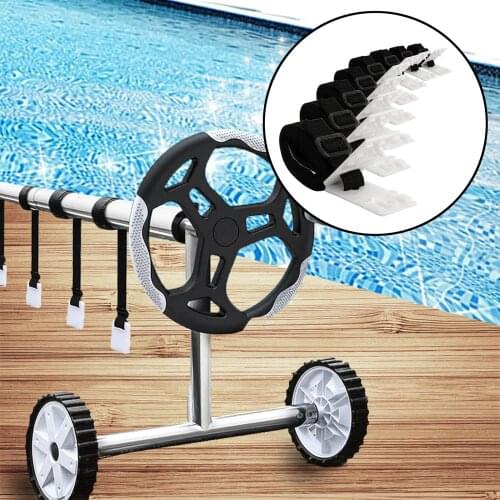 Pool Solar Cover Reel Attachment Kit for In Ground Swimming Pool Accessories (Black+White) Universal Pool Strapping Kit