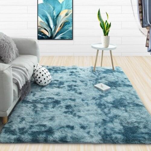 Tie-Dye Gradient Rectangle Mat For Living Room Home Decor Basket Chair Yoga Carpet Shaggy Plush Floor Carpet Soft Foot Pad Rugs