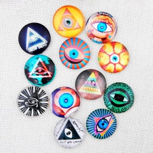 Mosaic craft tiles eyes pattern Round Flatback Glass mosaic Dome Cabochons Gems for Jewelry Making Handcrafts Vase Filler