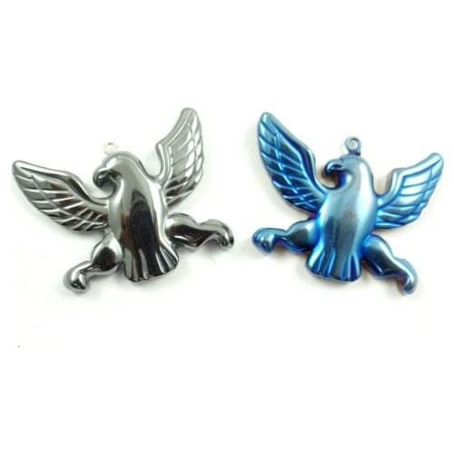 Natural Quartz crystal Titanium Hematite hand-Carved Peace Dove Gem pendant for diy jewelry making necklace Accessories2pcs