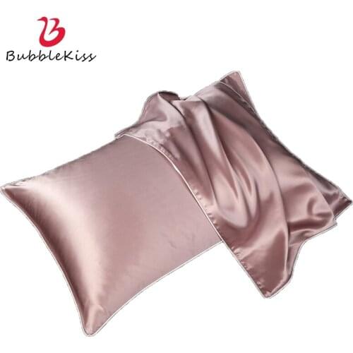 Bubble Kiss Silk Pillow Cover Home Solid Color Single-Sided Mulberry Silk Pillowcase Fashion Sofa Decor Pillow Case Without Core