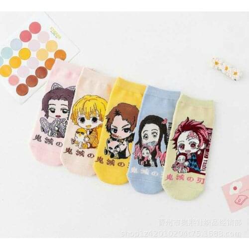 Demon Slayer Kimetsu No Yaiba Sock Short Socks Cosplay Prop Cartoons Anime Kamado Tanjirou Kamado Nezuko Cotton Socks Halloween