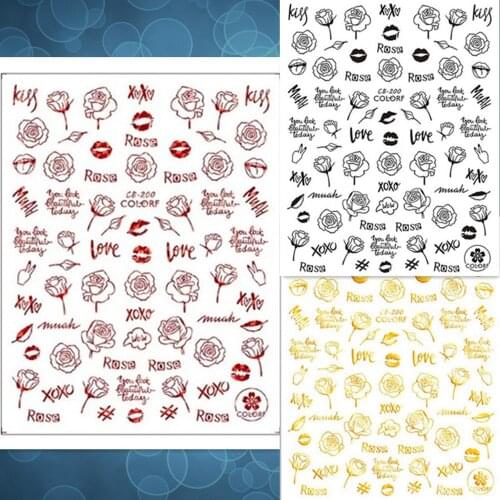 Newest CB-200 design 3d nail sticker back glue nail decal stamping template DIY nail decoration accessory
