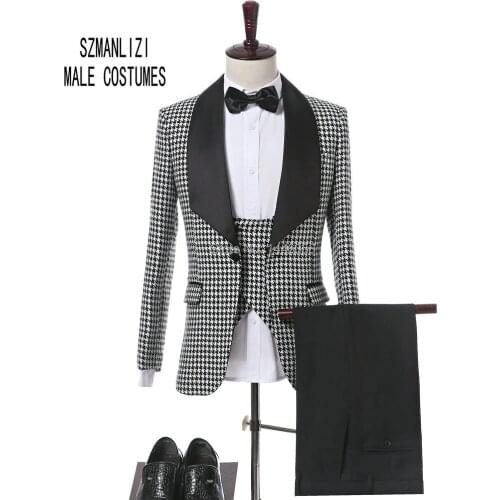 Latest Coat Pant Design 2018 Italian Slim Fit Plaid Formal Suit Wear Groom Tuxedo Groomsmen Wedding Dinner Party Suit Bridegroom