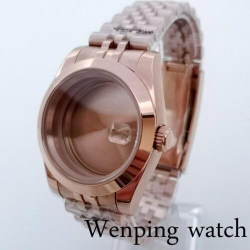 New Bliger 40mm Rose Gold Sterile Watch Case Sapphire Glass Fit ETA 2836 Miyota 8205 8215 821A Mingzhu DG 2813 3804 Movement