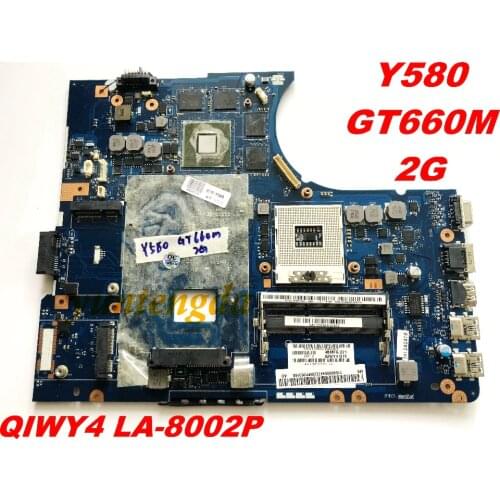 Original For Lenovo Y580 Laptop motherboard Y580 QIWY4 LA-8002P GT660M 2GB tested good free shipping connectors
