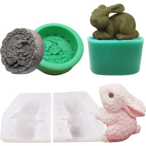 Easter Rabbit Silicone Mold Cake Mousse Fondant Chocolates Mold 3D Animal Cake Decorating Mould Baking Tool Soaps Candles Mold