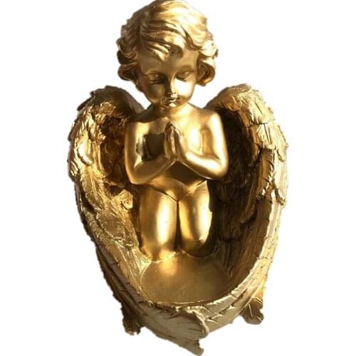 Natural lime carved angel wings crystal sphere base bracket spiritual for home decoration