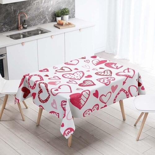 Rectangular Tablecloths Decorative Table Cover 3D Printing Love Design Dining Table Cloth