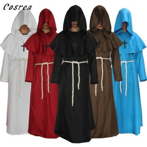 Halloween Props Comic Con Party Cosplay Costume Monk Hooded Robes Cloak Cape Friar Medieval Renaissance Priest Men For Men