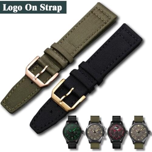 Watch Band For IWC PILOTS WATCHES PORTUGIESER Men Insurance Clasp Strap Watch Accessories Nylon Leather Watch Bracelet Chain
