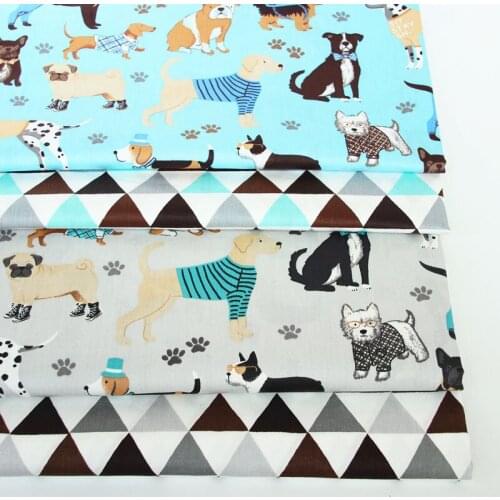 DIY Dog Pattern Twill Cotton Fabric Bundle Sewing Quilt fabric Crafts for Handmade Sheet Pillowcase Curtain Tablecloth