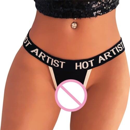 Sexy Lady Alphabet Micro String Sex Woman Erotic Panties Hollow Cotton Underwear Thongs Seamless calzon mujer cp