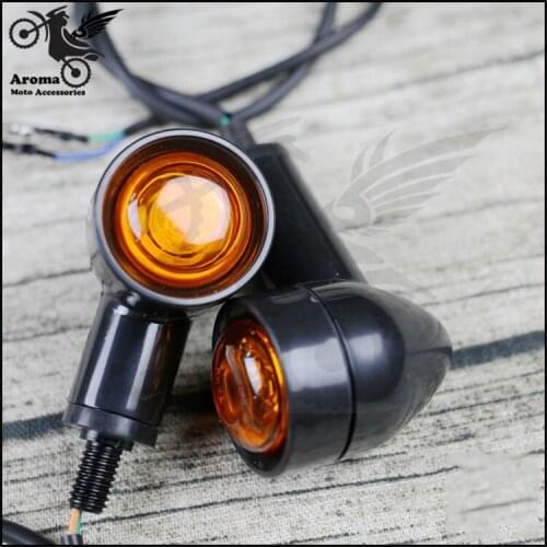 Retro moto LED amber unviersal black motorbike turn signal light for honda suzuki harley vintage motorcycle indicator flashers