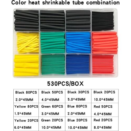 Thermoresistant Tube Heat Shrink Wrapping Kit 530 - 780PCS /Box Wire Cable Insulation Sheath Car Electrical Heat Shrinkable Tube