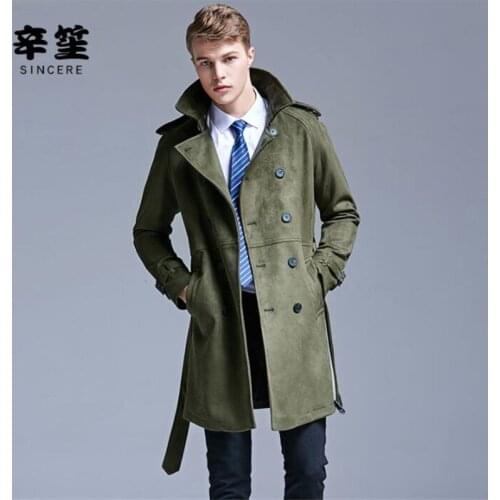 Mens trench coats man double-breasted clothes gabardina slim fit overcoat long sleeve 2021 spring autumn new designer belt