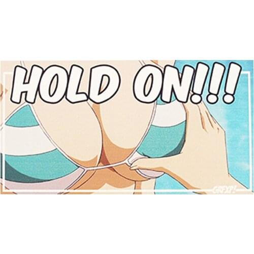 1 PCS Hold on! Anime Boobs Slap Sticker Cartoon Car Bumper Decal Funny Car Stickers Waterproof Car Decoration 13cm X 6.9cm