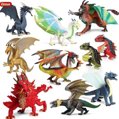 1Pcs Childrens animal model toy Simulation Chinese Dragon Golden Red Dragon Smaug Flying Blue Dragon Model toys gifts for kids