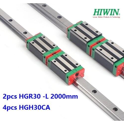 2pcs 100% Original New Hiwin HGR30 -L 2000mm linear guide/rail + 4pcs HGH30CA linear narrow blocks for CNC router