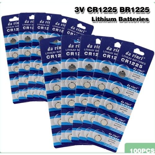 100pcs LM1225 BR1225 ECR1225 KCR1225 Battery Pack Replacement 3 V CR1225 Lithium Batteries For Calculator Watch Toy Clock