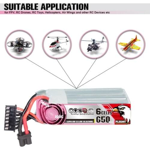 CODDAR 650mAh 6S 22.8V 100C HV Lipo Battery with XT30/XT60 Plug for Beta 95X Helicopter FPV Racing Drone RC Quadcopter Part