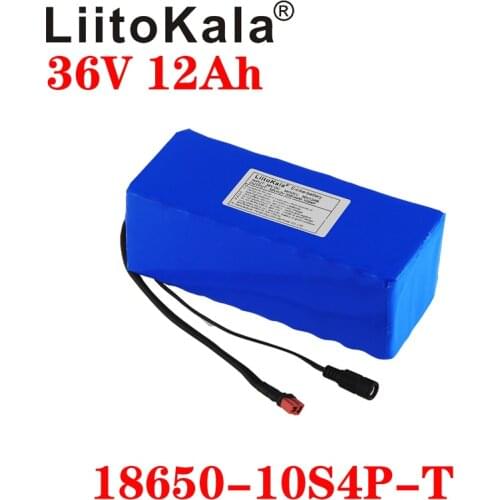 LiitoKala 36V 6AH 8AH 10AH 12AH Electric Bike Battery Built in 20A BMS Lithium Battery Pack 36 Volt with 2A Charge Ebike Battery