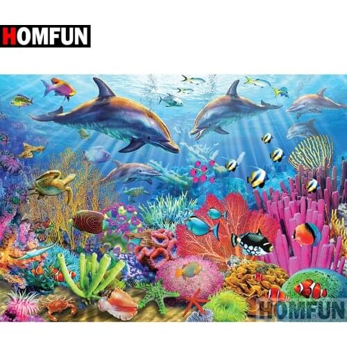 HOMFUN Full Square/Round Drill 5D DIY Diamond Painting "Undersea scenery" Embroidery Cross Stitch 5D Home Decor A00771