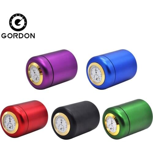 GORDON Air Craft Aluminum Metal Storage Stash Jar With Thermometer & Hygrometer Airtight Proof Storage Container Pill Box Case