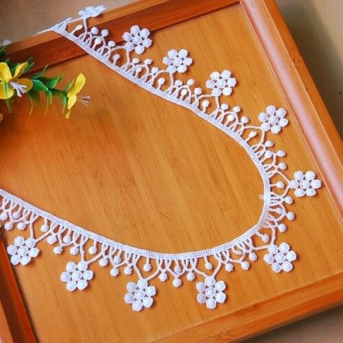 White Flower Cotton Embroidered Lace Bilateral Applique Trim Ribbon Sewing Decor Craft DIY