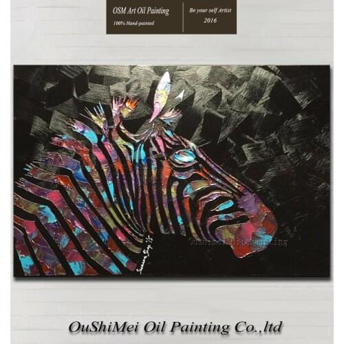 Free Shipping High Quality Wall Decoration Skills Artist Handmade Abstract Modern Special Knife Zebra Oil Painting On Canvas
