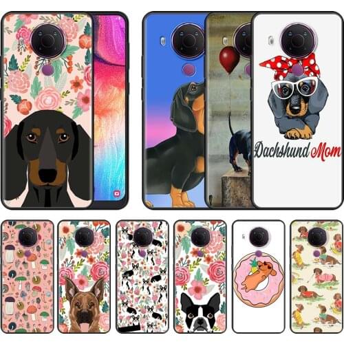Black Silicone Phone Case for Nokia 7.2 3.4 5.4 5.3 2.3 2.4 2.2 8.3 G10 G20 X10 C20 High Quality Antiscratch Cover Pet Dachshund