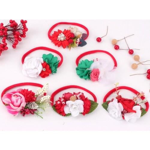 CN 2021 New Children Christmas Flower Headband Christmas Headband Festival Party Decorations Cute Girl Baby Headbands