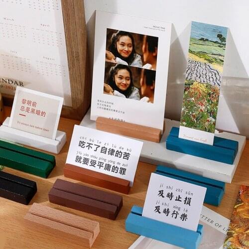 Color Wood Memo Clips Photo Holder Clamps Stand Card Desktop Message Crafts Home Place Card Holder Office Stationery Organizer