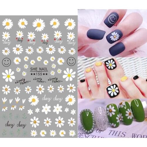 Flower Nail Decals Small Elegant Daisy Nail art Sticker Manicure Back Glue Decal Decorations Design Nail Sticker For Nails Tips