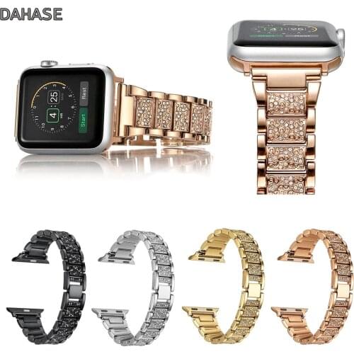 DAHASE Shiny Diamond Stainless Steel Metal Bracelet for Apple Watch Band 42mm 38mm Replacement Crystal Strap for Series 1/2/3