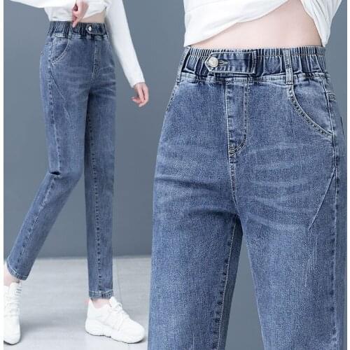 Womens Jeans Casual All-match Slim Jeans Women high quality Autumn New High-rise Trousers Elastic Waist Ladies Cowboy pants